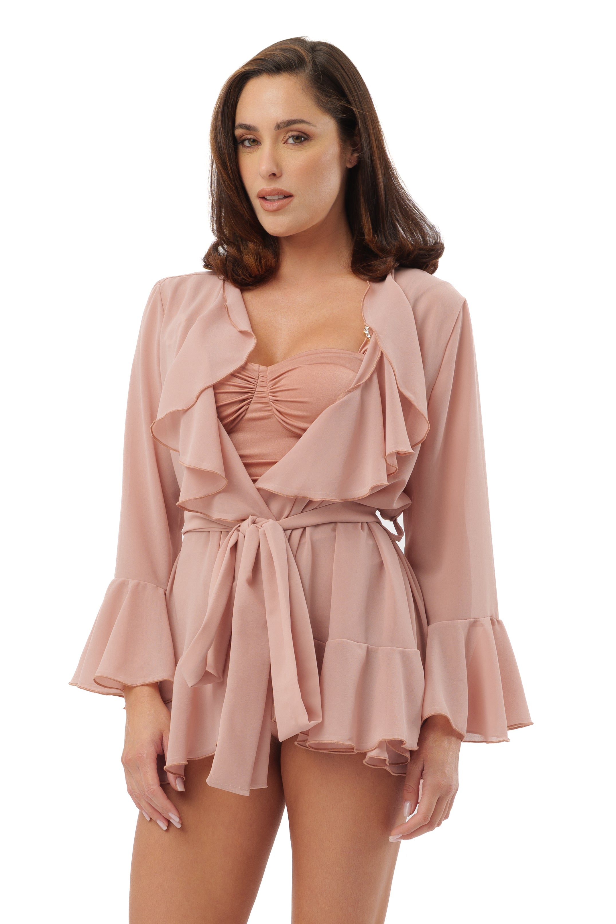 Jasmine short cover-up Red flowers
