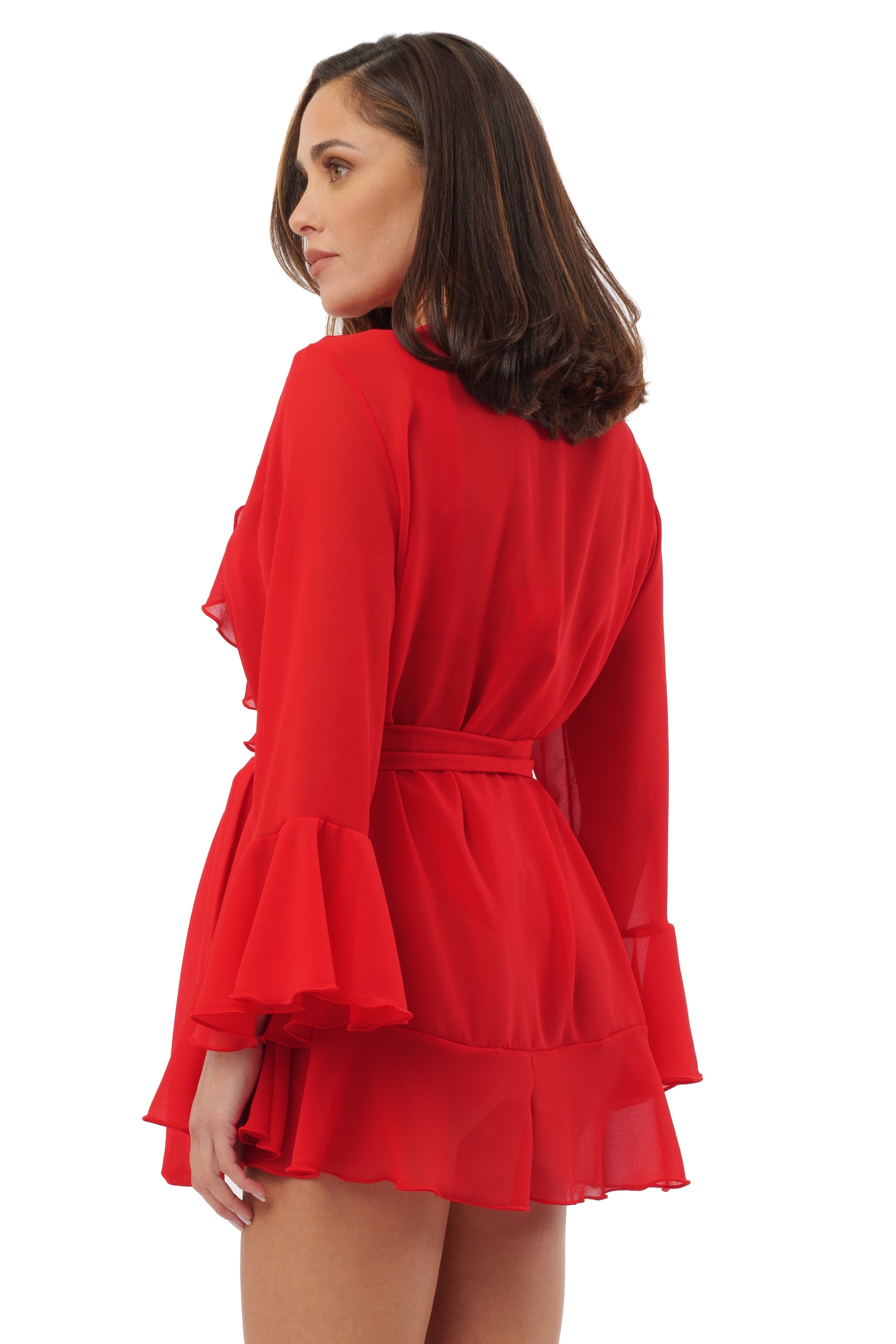 Jasmine short cover-up Red flowers