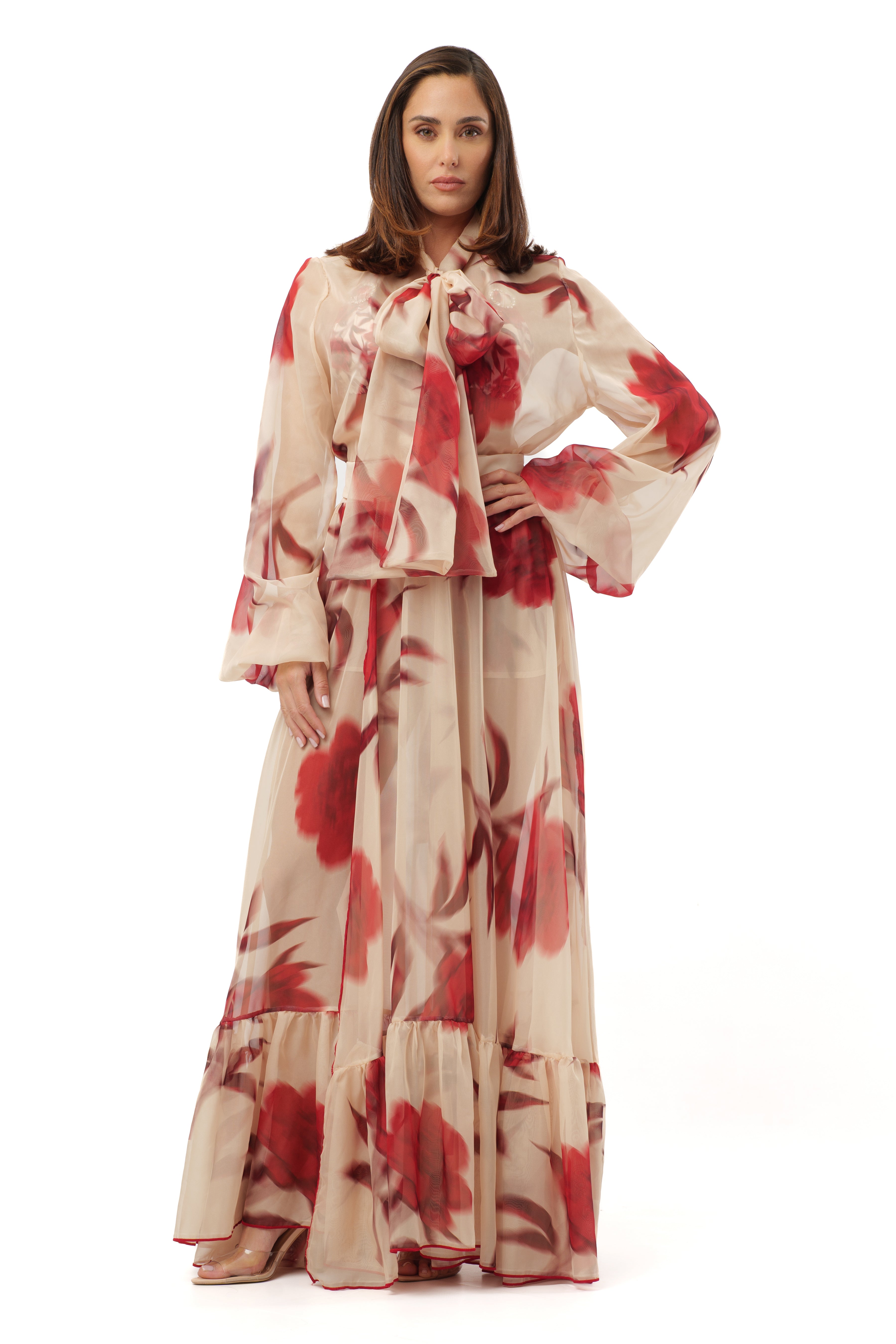 Camicia Mireia Red flowers