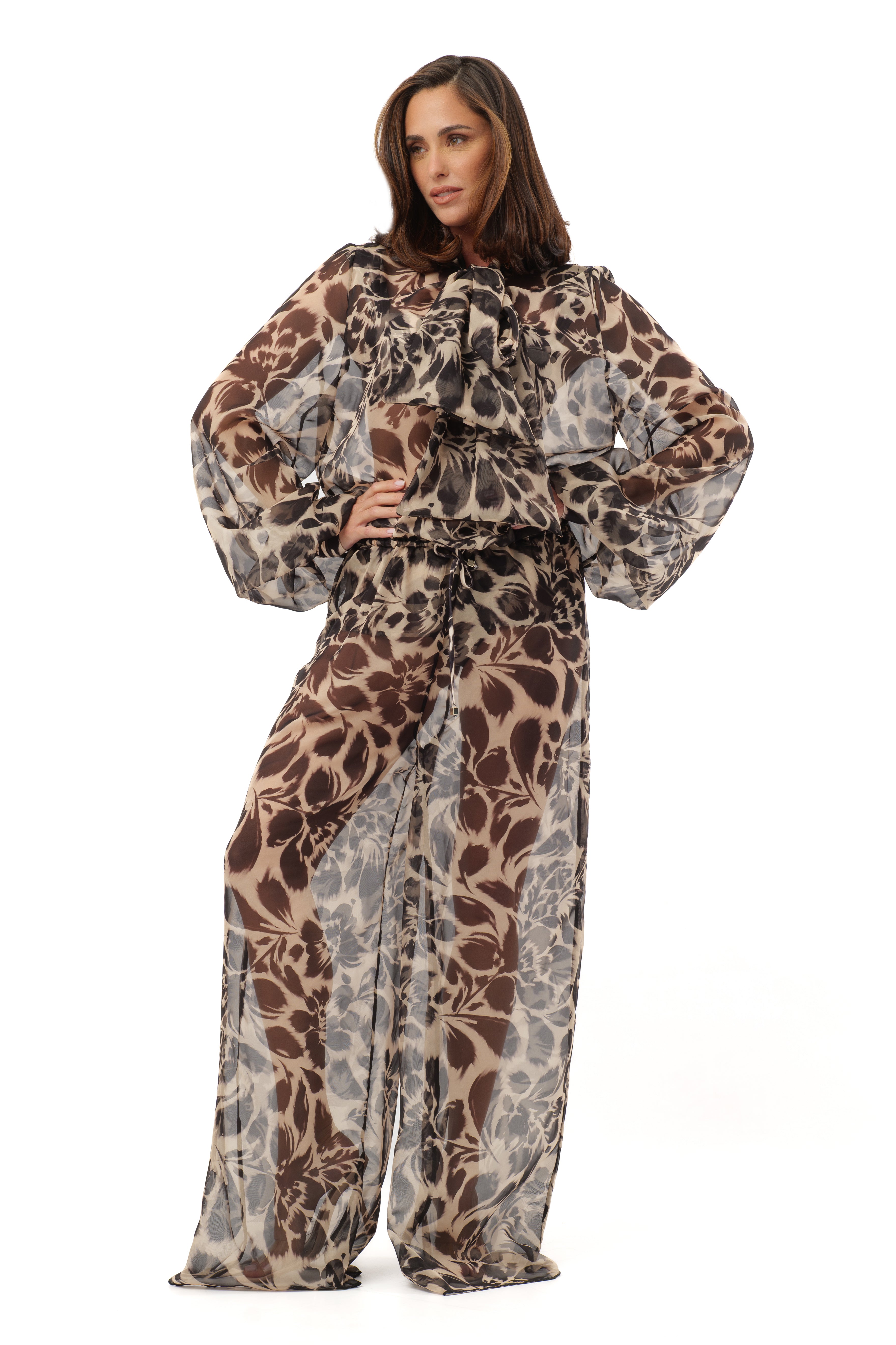 Pantalone Oceane Black flowers