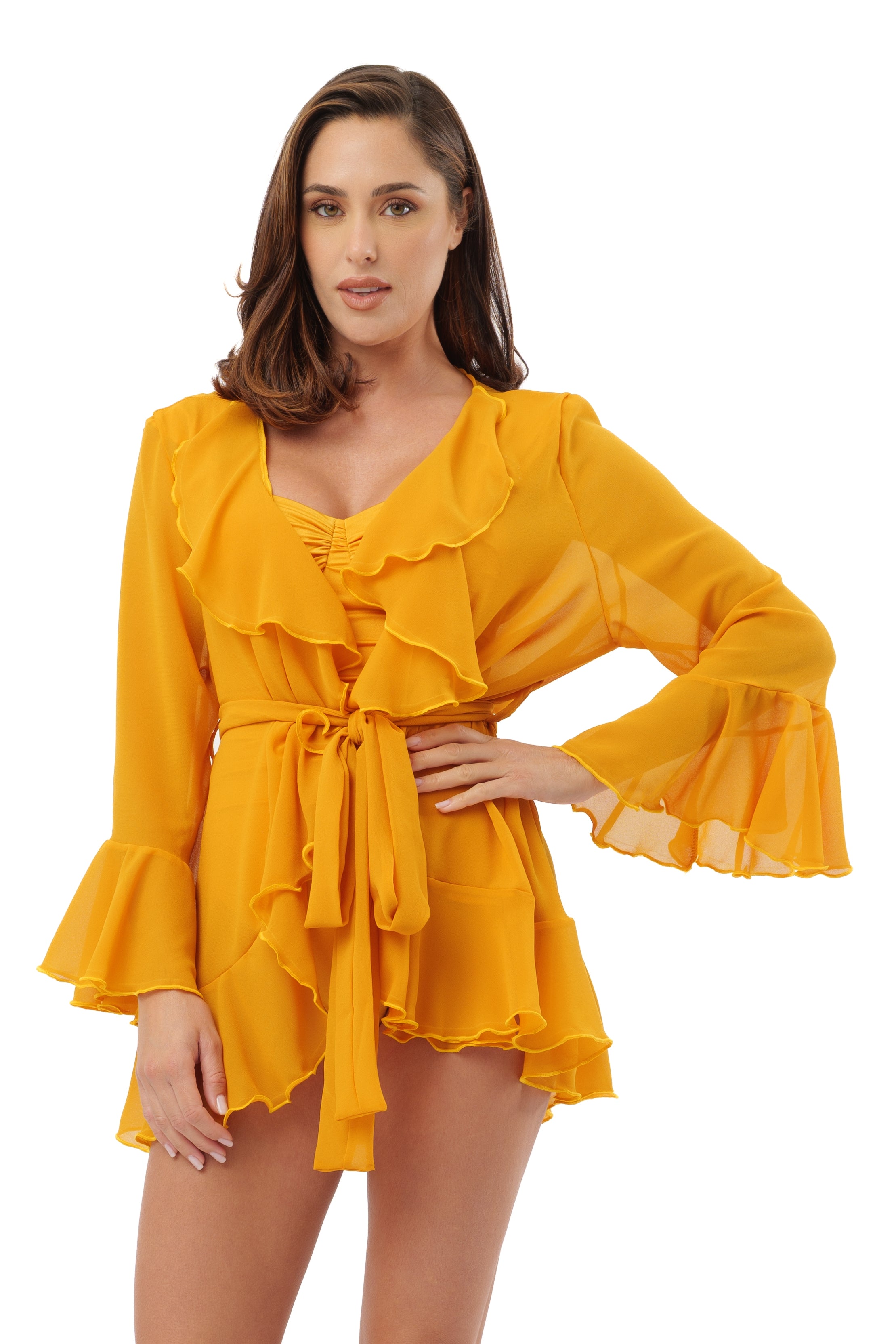 Jasmine short cover-up Red flowers