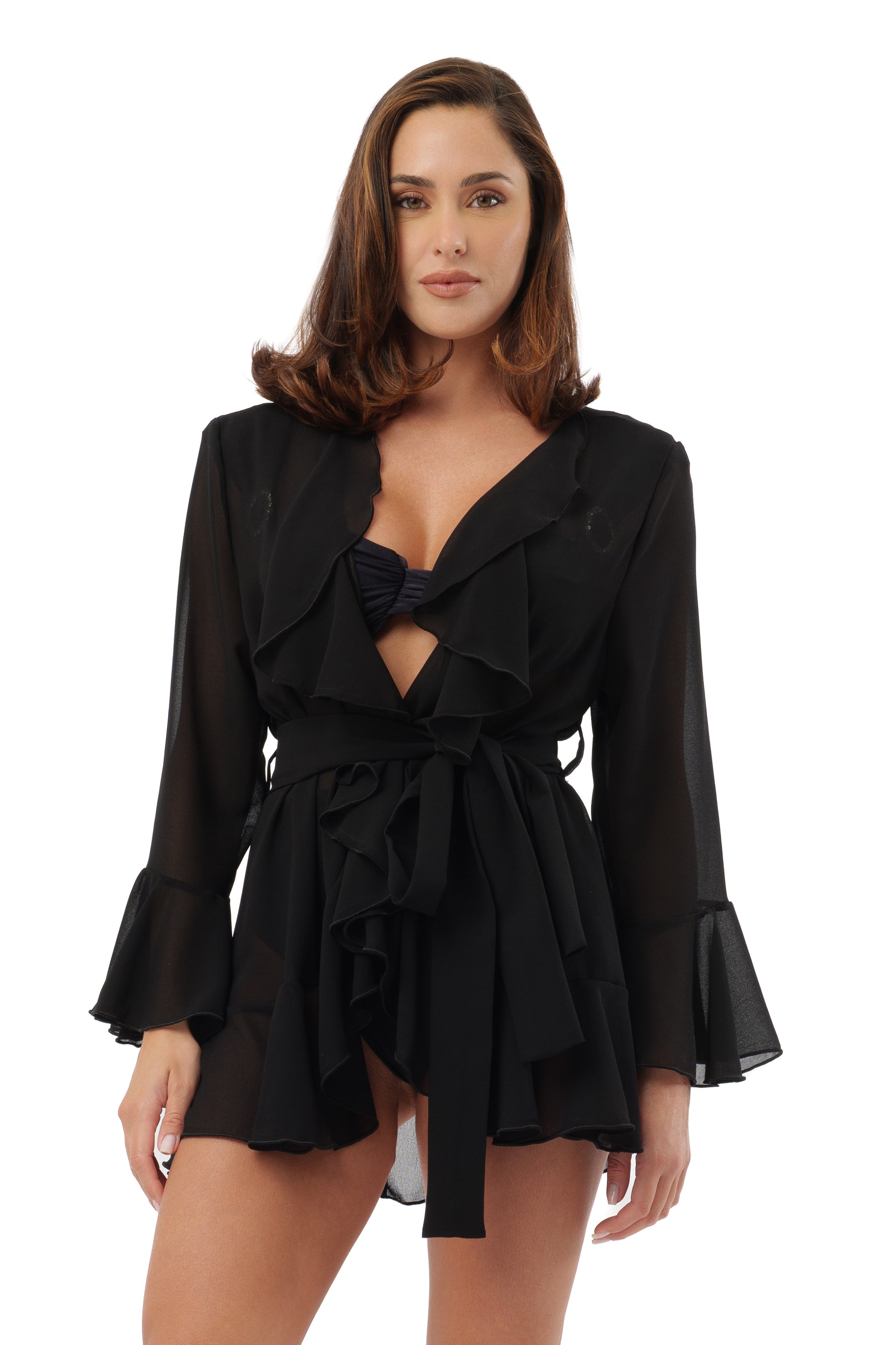 Jasmine short cover-up Red flowers