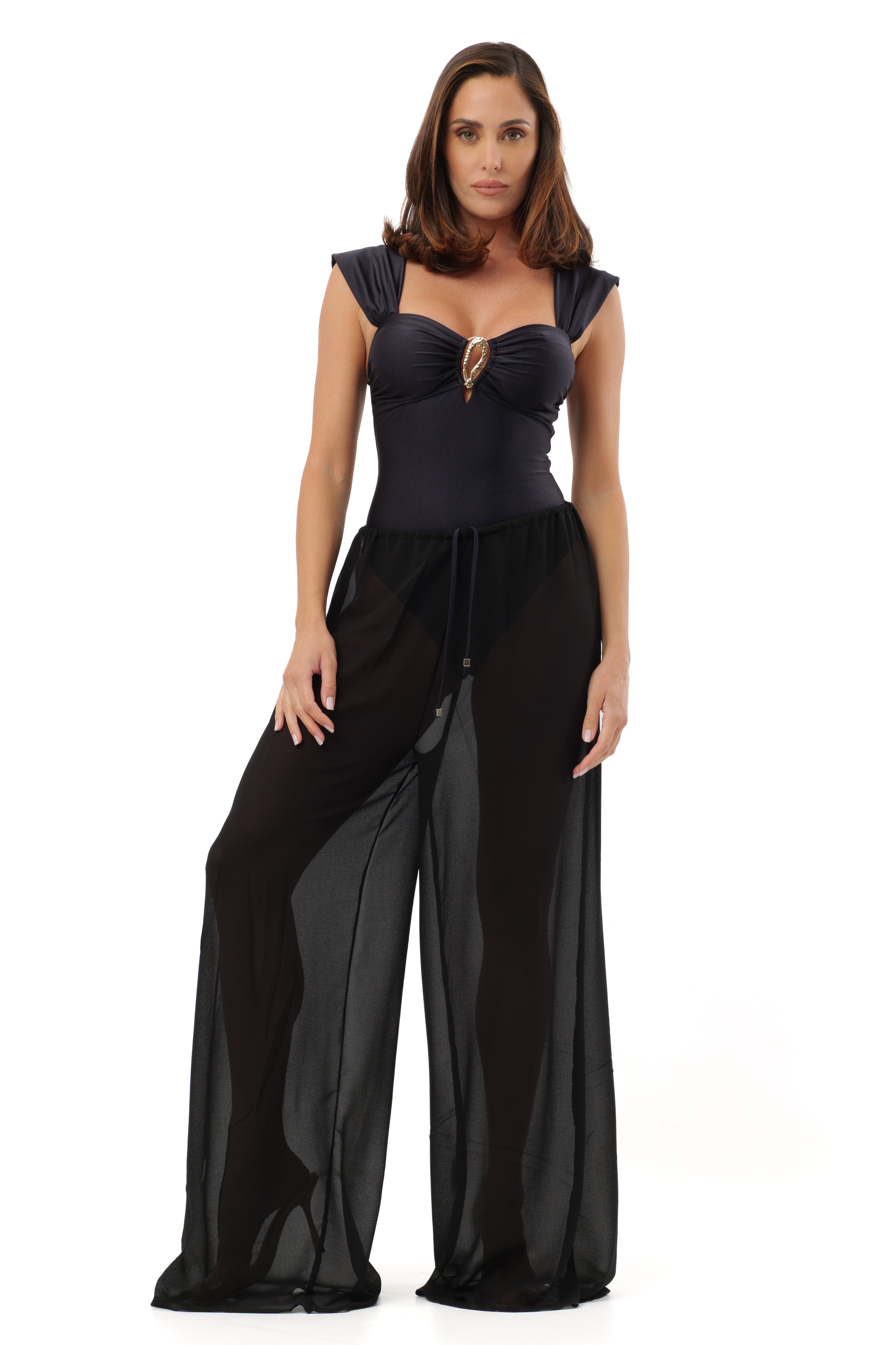 Oceane Black flowers Trousers
