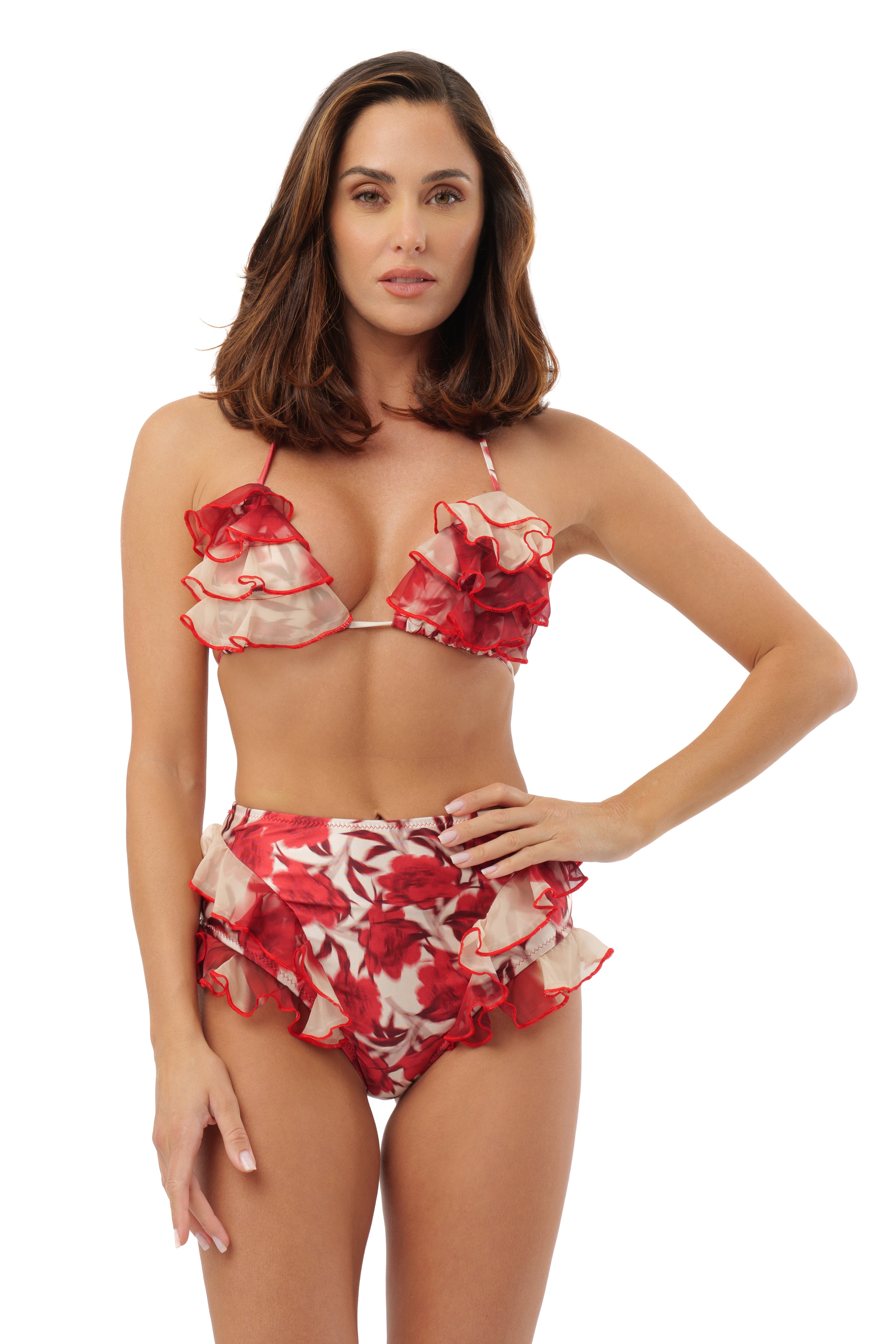 Costume Bikini Elise Red flowers