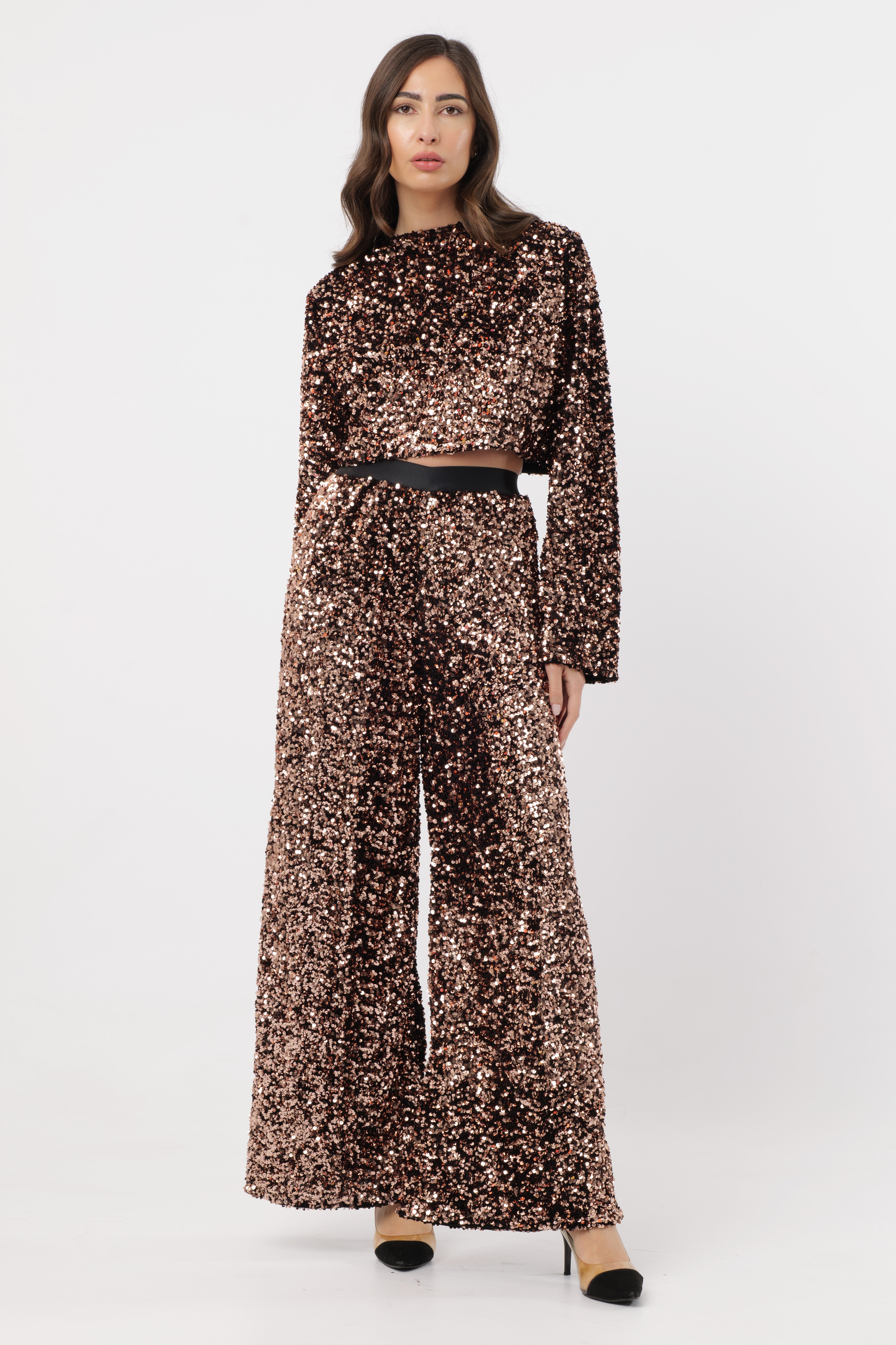 Cord-set Leslie Sequin Jacket and Pants with Bow