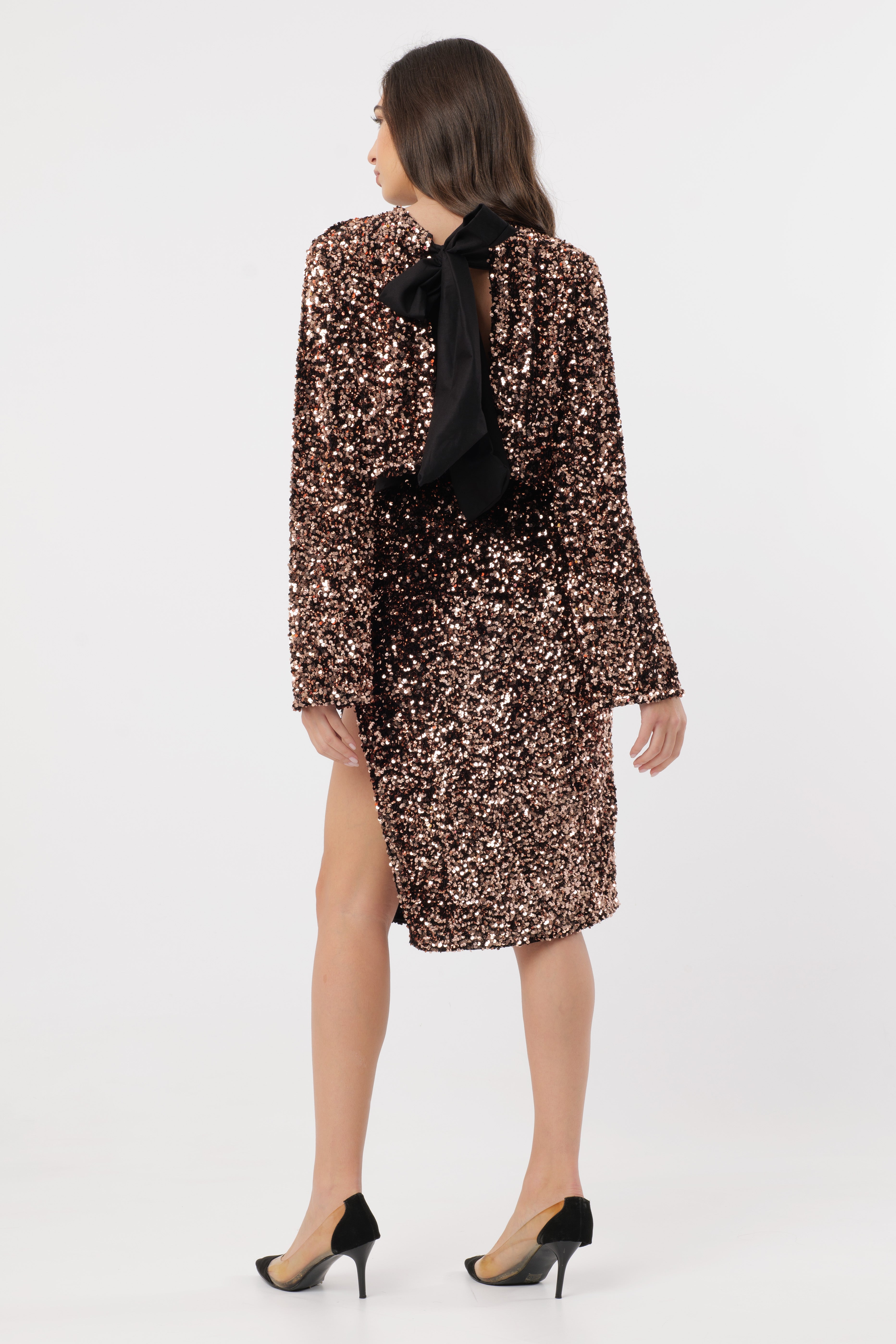 Cord-set Giacca e Gonna Josie Paillettes con Fiocco